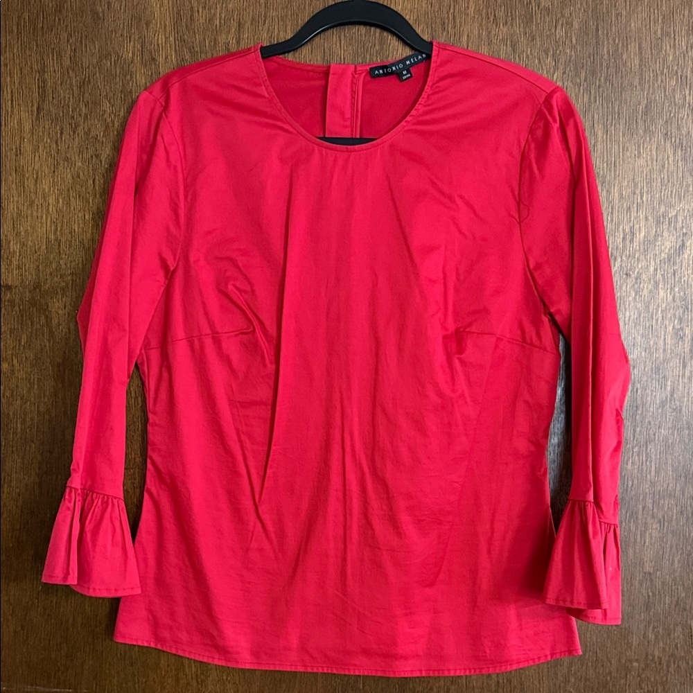 ANTONIO MELANI Red Blouse with Flared Sleeves